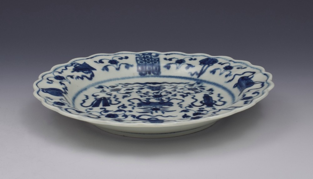 First Period Worcester Lobed Plate The Hundred Antiques Pattern View X