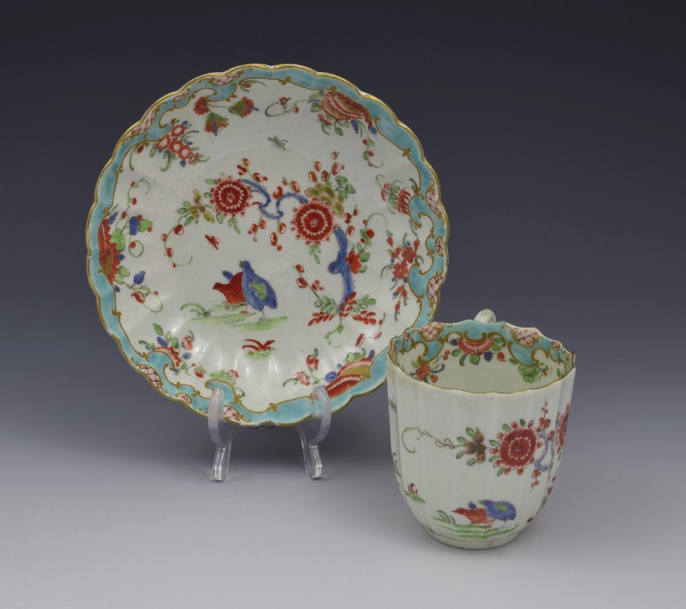 First Period Worcester Two Quail Pattern Coffee Cup & Saucer View III