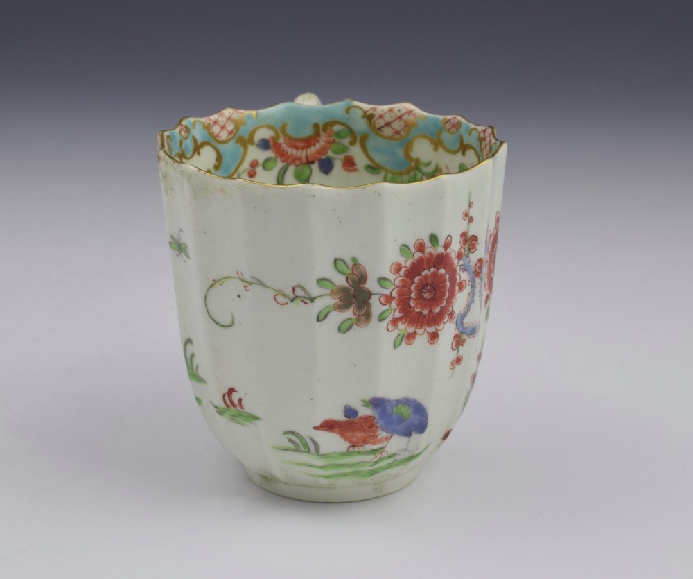 First Period Worcester Two Quail Pattern Coffee Cup & Saucer View V