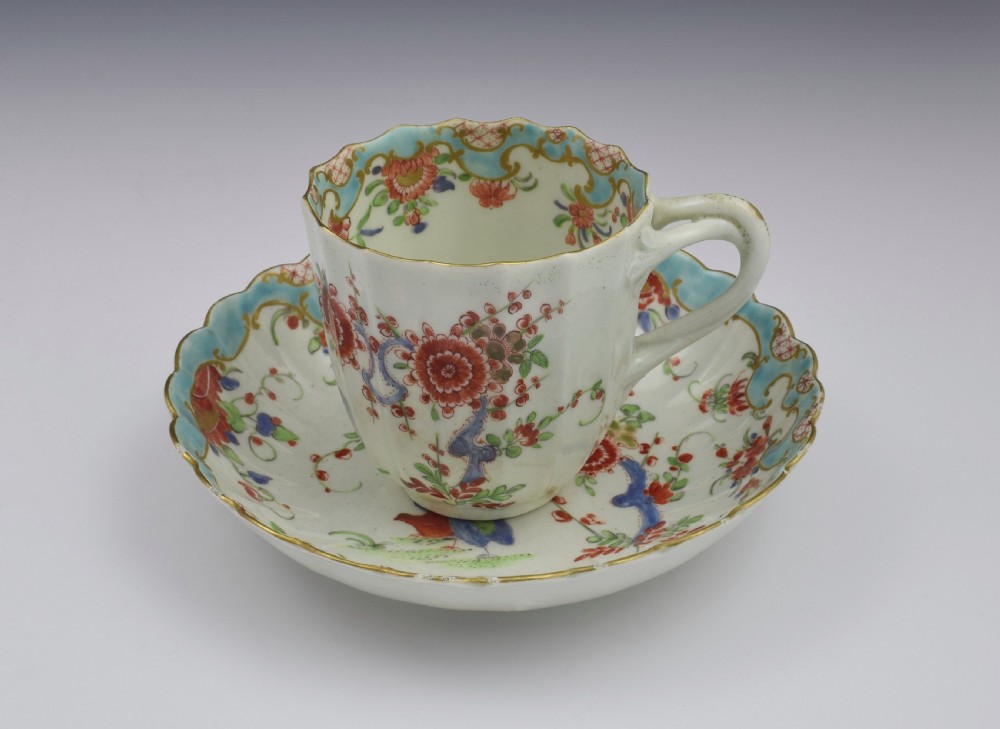 First Period Worcester Two Quail Pattern Coffee Cup & Saucer View X