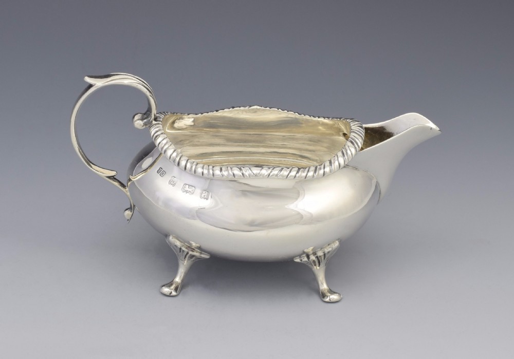 Unusual Small Late Victorian Silver Cream Jug  Sauceboat Thomas Ducrow View V