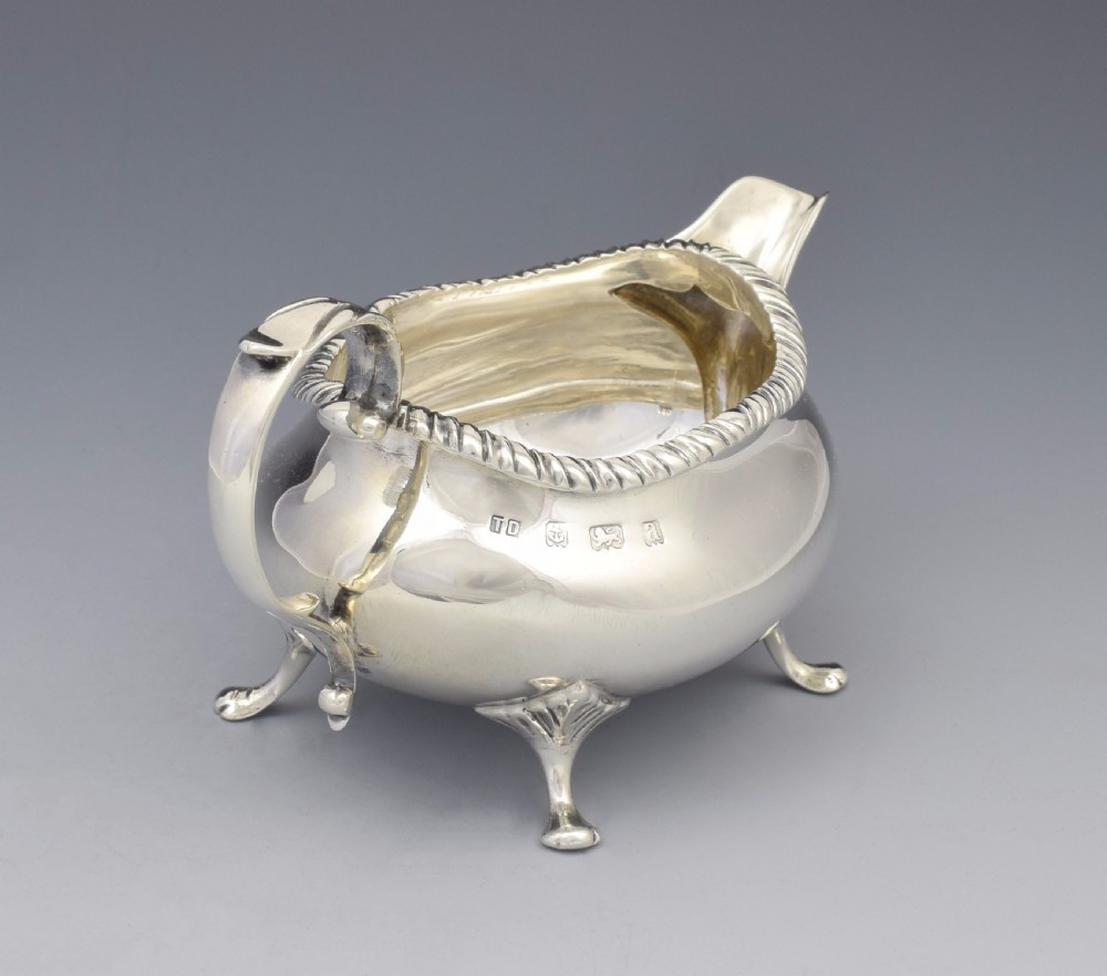 Unusual Small Late Victorian Silver Cream Jug  Sauceboat Thomas Ducrow View VI