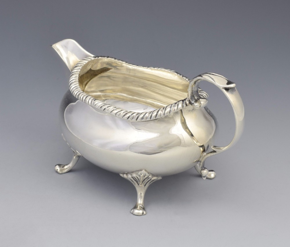 Unusual Small Late Victorian Silver Cream Jug  Sauceboat Thomas Ducrow View VIII