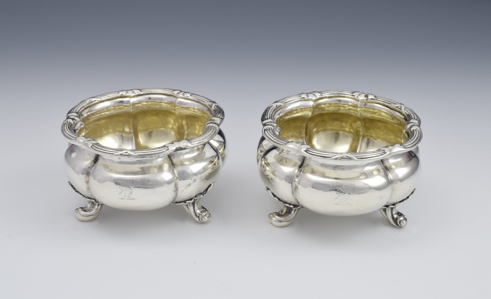 Large Pair Victorian Silver Table Salts John Samuel Hunt c.1850