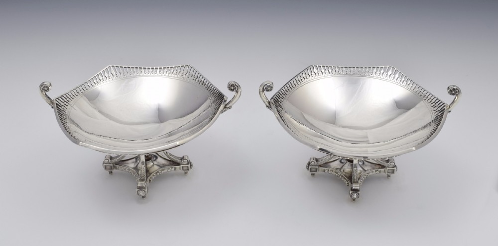 Fine Ornate Pair George V Silver Sweetmeat Dishes D&M Davis View II