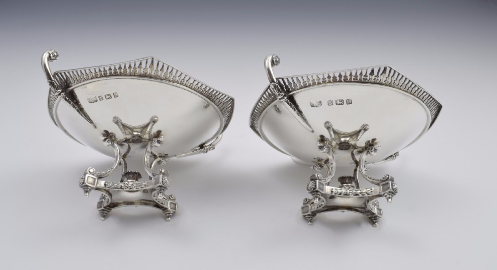 Fine Ornate Pair George V Silver Sweetmeat Dishes D&M Davis View XI