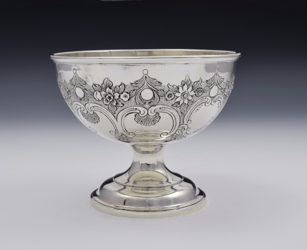 Victorian Scottish Silver Chased Pedestal Bowl Mackay & Chisholm Edinburgh View II