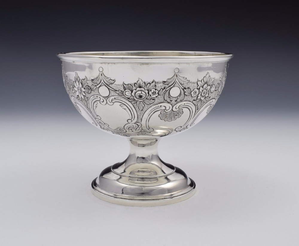 Victorian Scottish Silver Chased Pedestal Bowl Mackay & Chisholm Edinburgh View III