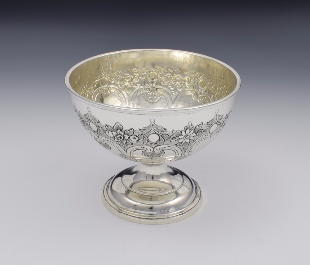 Victorian Scottish Silver Chased Pedestal Bowl Mackay & Chisholm Edinburgh View V