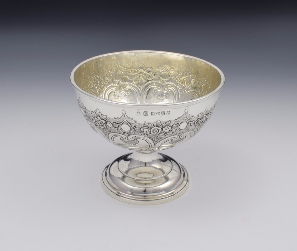 Victorian Scottish Silver Chased Pedestal Bowl Mackay & Chisholm Edinburgh View VI