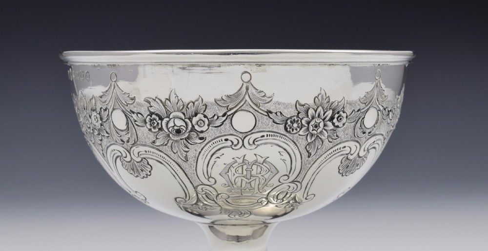 Victorian Scottish Silver Chased Pedestal Bowl Mackay & Chisholm Edinburgh View XII