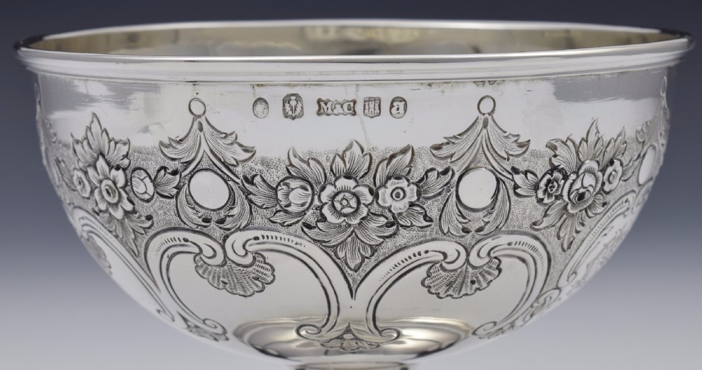 Victorian Scottish Silver Chased Pedestal Bowl Mackay & Chisholm Edinburgh View XIII