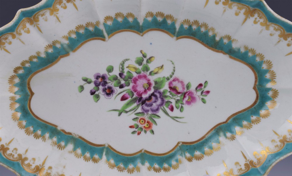 First Period Worcester Turquoise Ground Lozenge Shape Dish c.1770 View VI