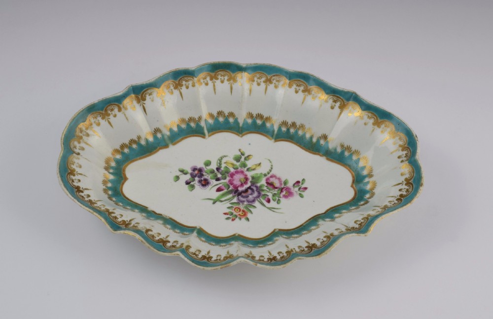 First Period Worcester Turquoise Ground Lozenge Shape Dish c.1770 View VIII