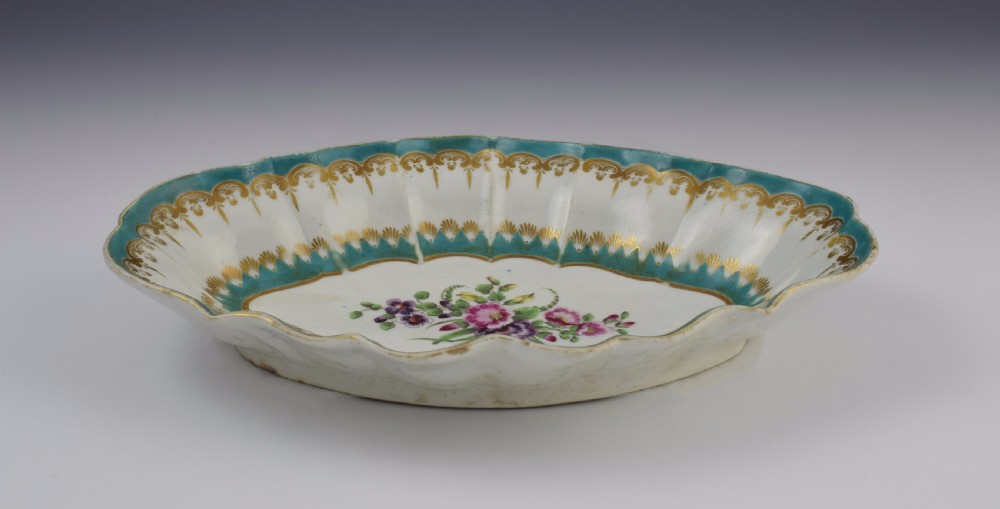First Period Worcester Turquoise Ground Lozenge Shape Dish c.1770 View IX