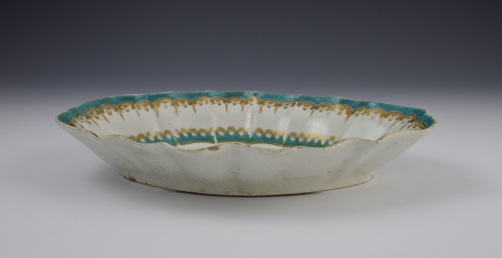 First Period Worcester Turquoise Ground Lozenge Shape Dish c.1770 View X
