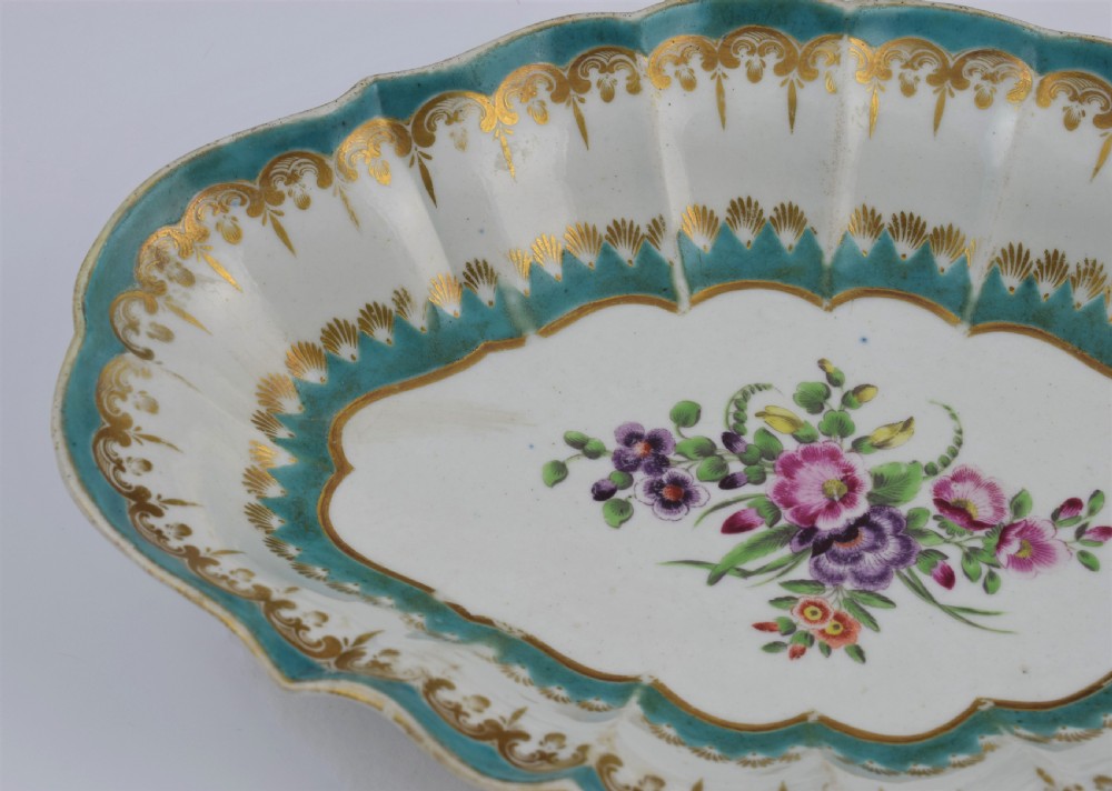 First Period Worcester Turquoise Ground Lozenge Shape Dish c.1770 View XIII