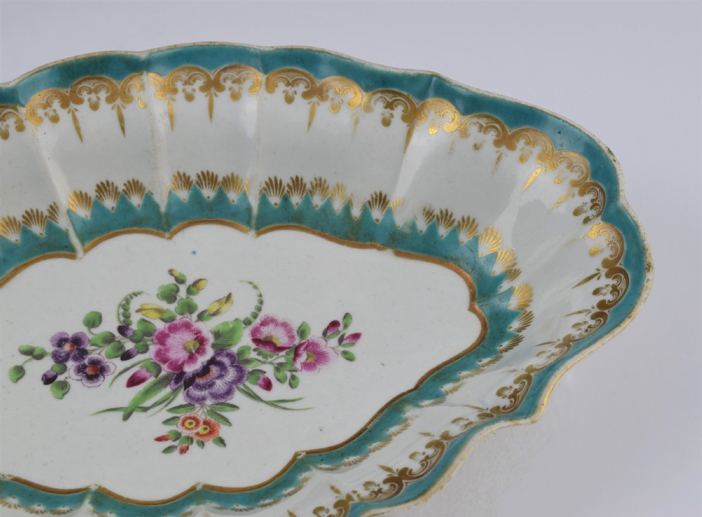 First Period Worcester Turquoise Ground Lozenge Shape Dish c.1770 View XIV