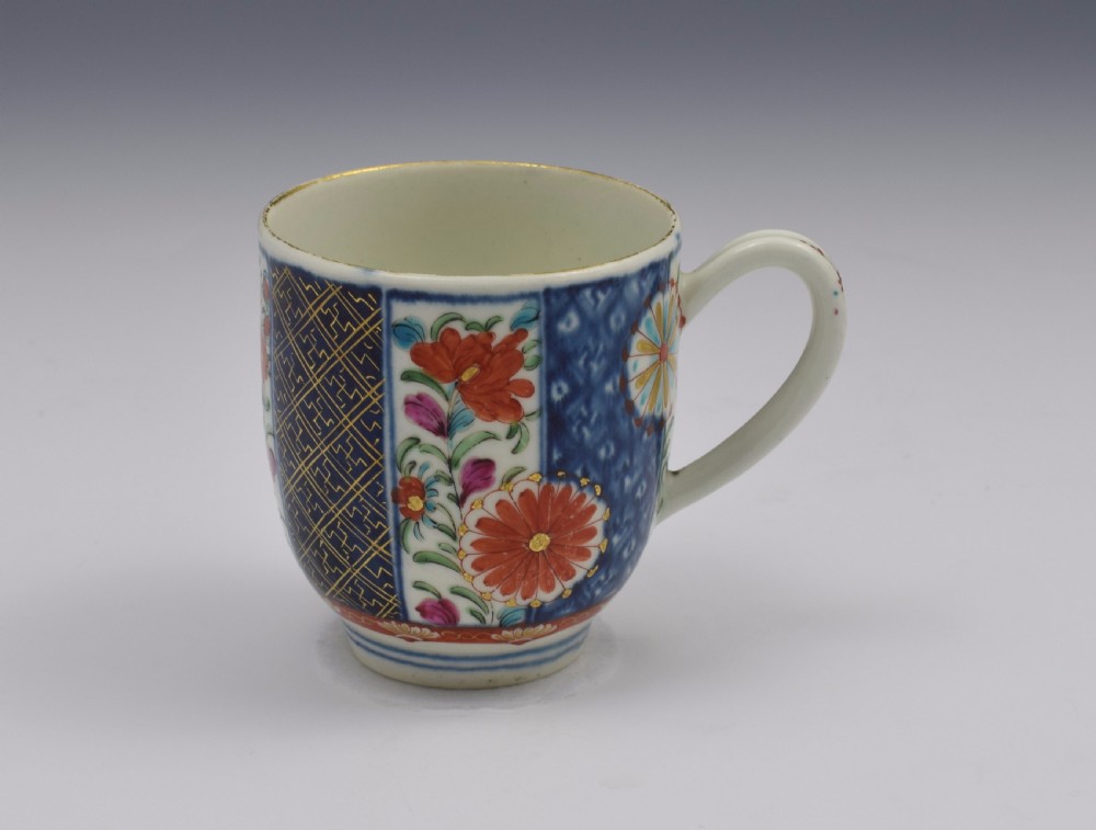 Pretty First Period Worcester Coffee Cup Old Mosaic Pattern c.1770