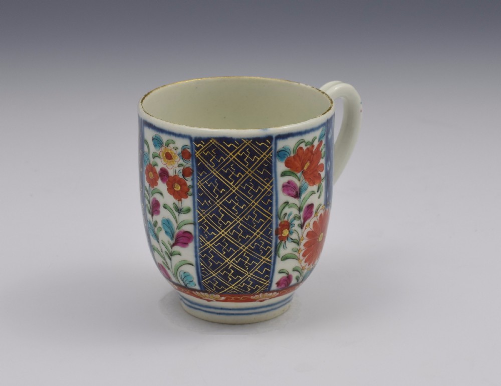 Pretty First Period Worcester Coffee Cup Old Mosaic Pattern c.1770 View II