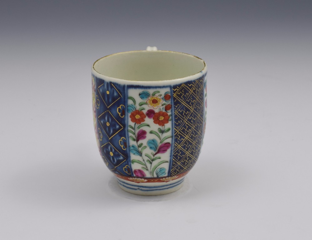 Pretty First Period Worcester Coffee Cup Old Mosaic Pattern c.1770 View III
