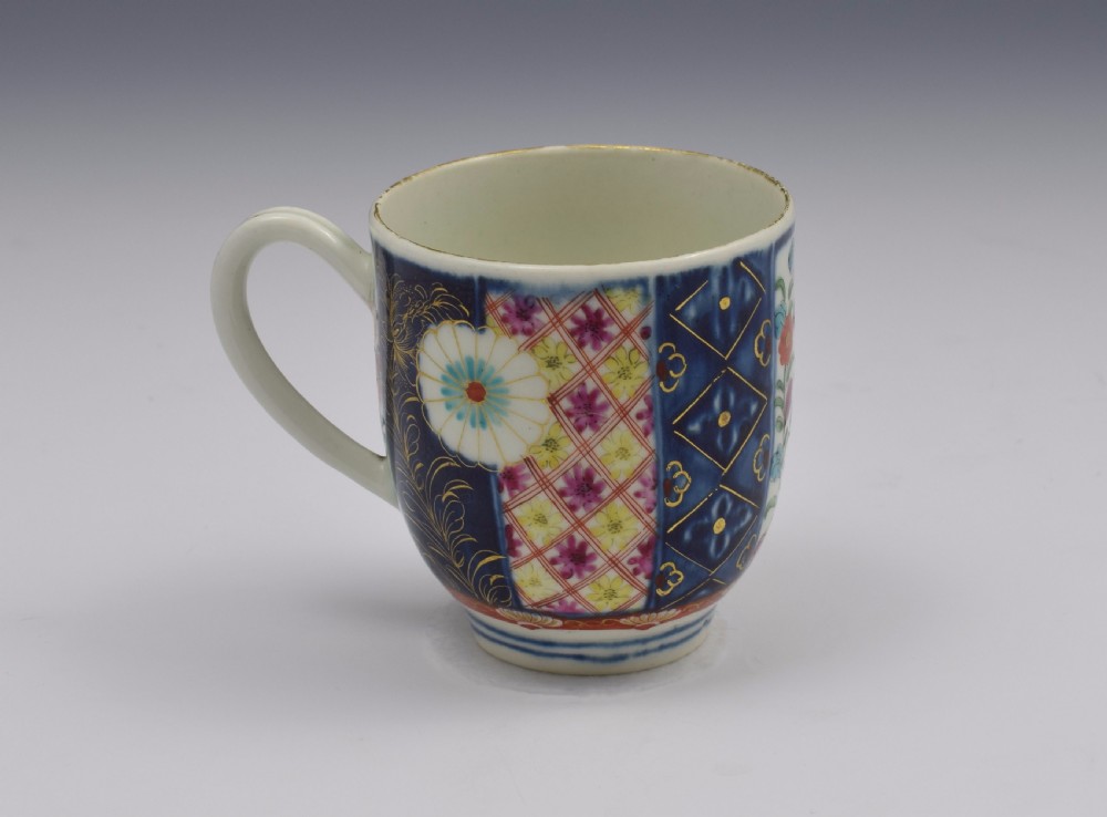 Pretty First Period Worcester Coffee Cup Old Mosaic Pattern c.1770 View V