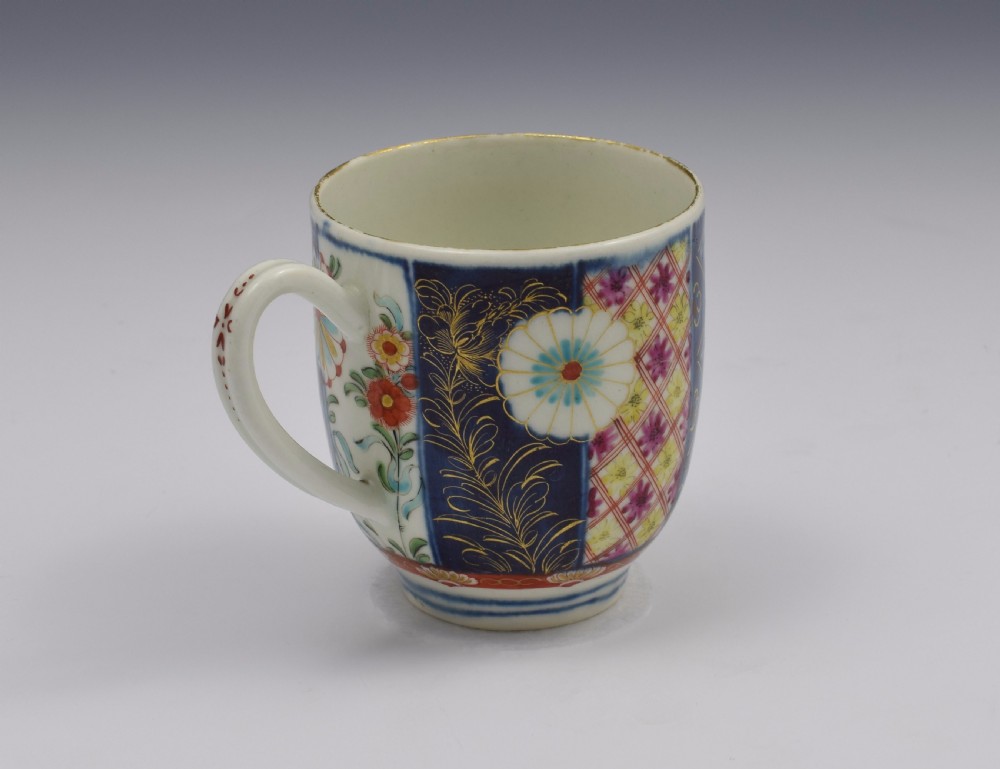 Pretty First Period Worcester Coffee Cup Old Mosaic Pattern c.1770 View VI