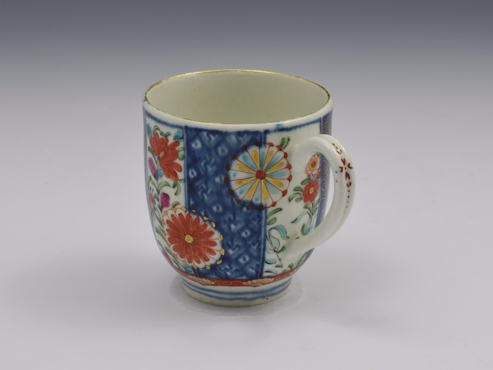 Pretty First Period Worcester Coffee Cup Old Mosaic Pattern c.1770 View VIII