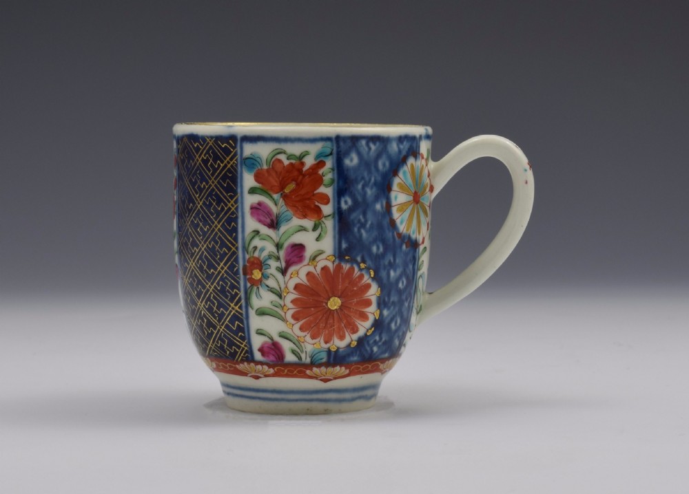 Pretty First Period Worcester Coffee Cup Old Mosaic Pattern c.1770 View IX