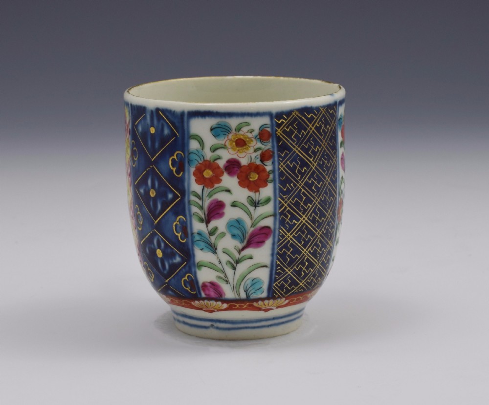 Pretty First Period Worcester Coffee Cup Old Mosaic Pattern c.1770 View X