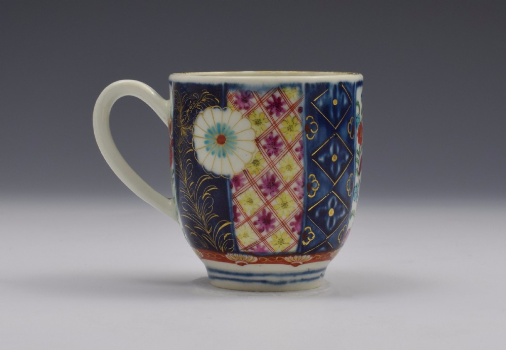 Pretty First Period Worcester Coffee Cup Old Mosaic Pattern c.1770 View XI