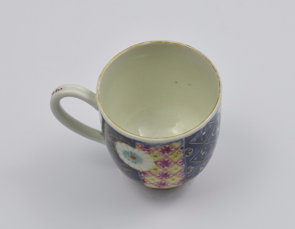 Pretty First Period Worcester Coffee Cup Old Mosaic Pattern c.1770 View XIII