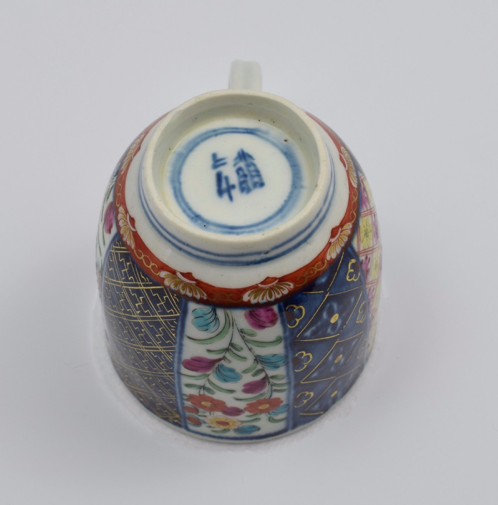 Pretty First Period Worcester Coffee Cup Old Mosaic Pattern c.1770 View XV