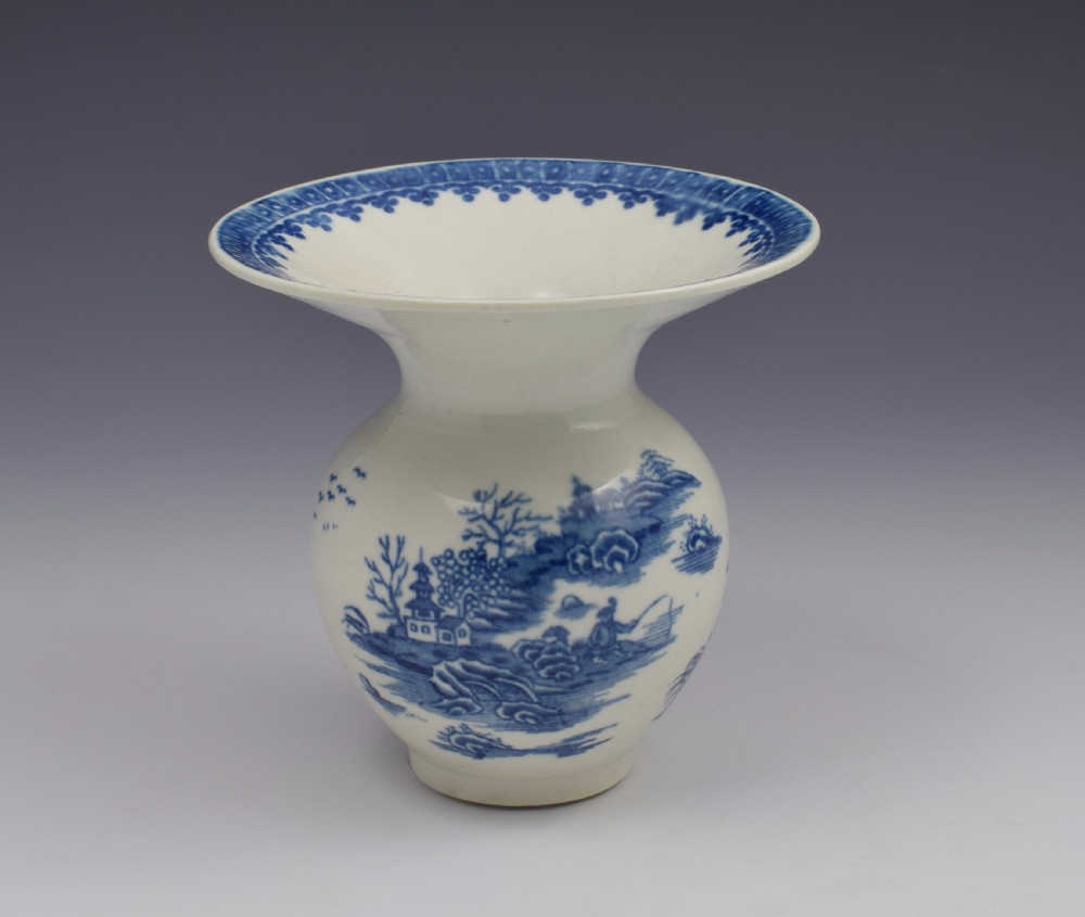 Rare First Period Worcester Spittoon Fisherman & Cormorant Pattern c.1775