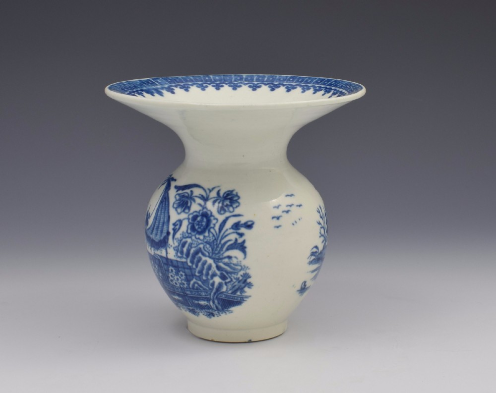 Rare First Period Worcester Spittoon Fisherman & Cormorant Pattern c.1775 View III