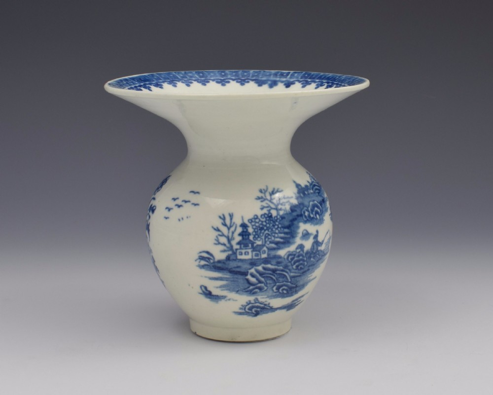 Rare First Period Worcester Spittoon Fisherman & Cormorant Pattern c.1775 View IV