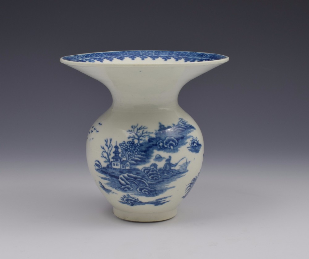 Rare First Period Worcester Spittoon Fisherman & Cormorant Pattern c.1775 View V