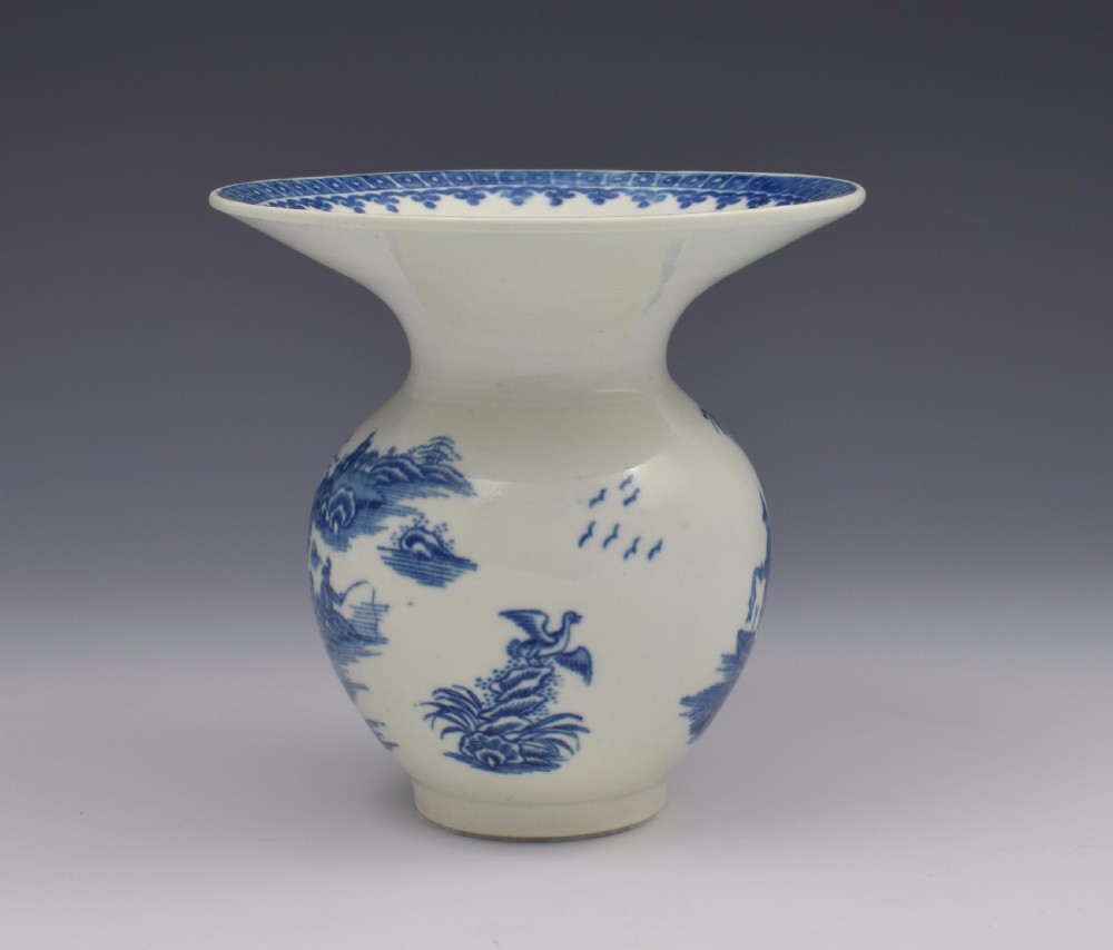 Rare First Period Worcester Spittoon Fisherman & Cormorant Pattern c.1775 View VI