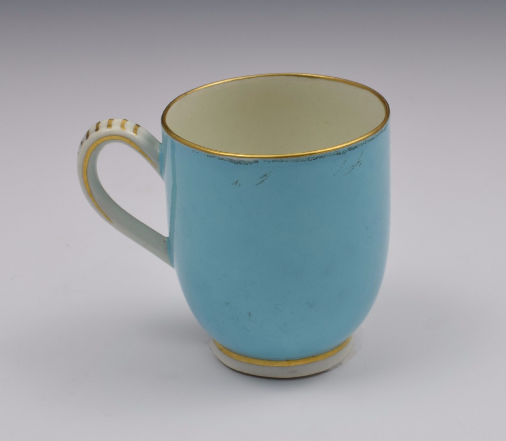 First Period Worcester Giles Decorated Celeste Bleu Cup & Saucer Trio View XI