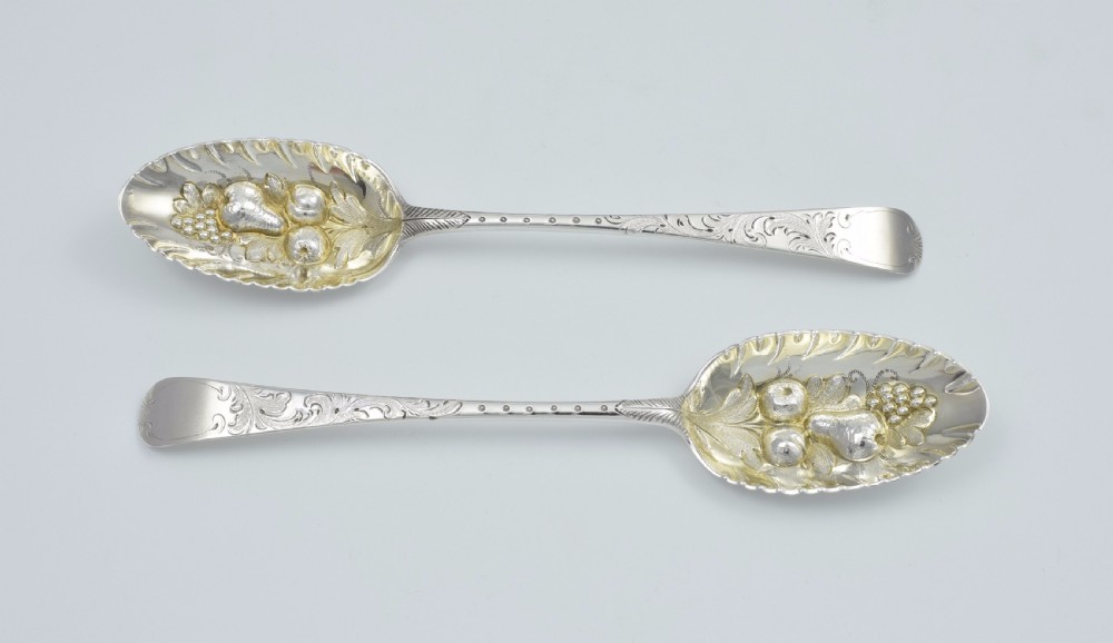 George III Pair Silver Gilt Berry Spoons 1778 London William Cattell
