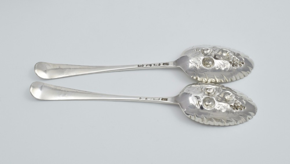 George III Pair Silver Gilt Berry Spoons 1778 London William Cattell View V