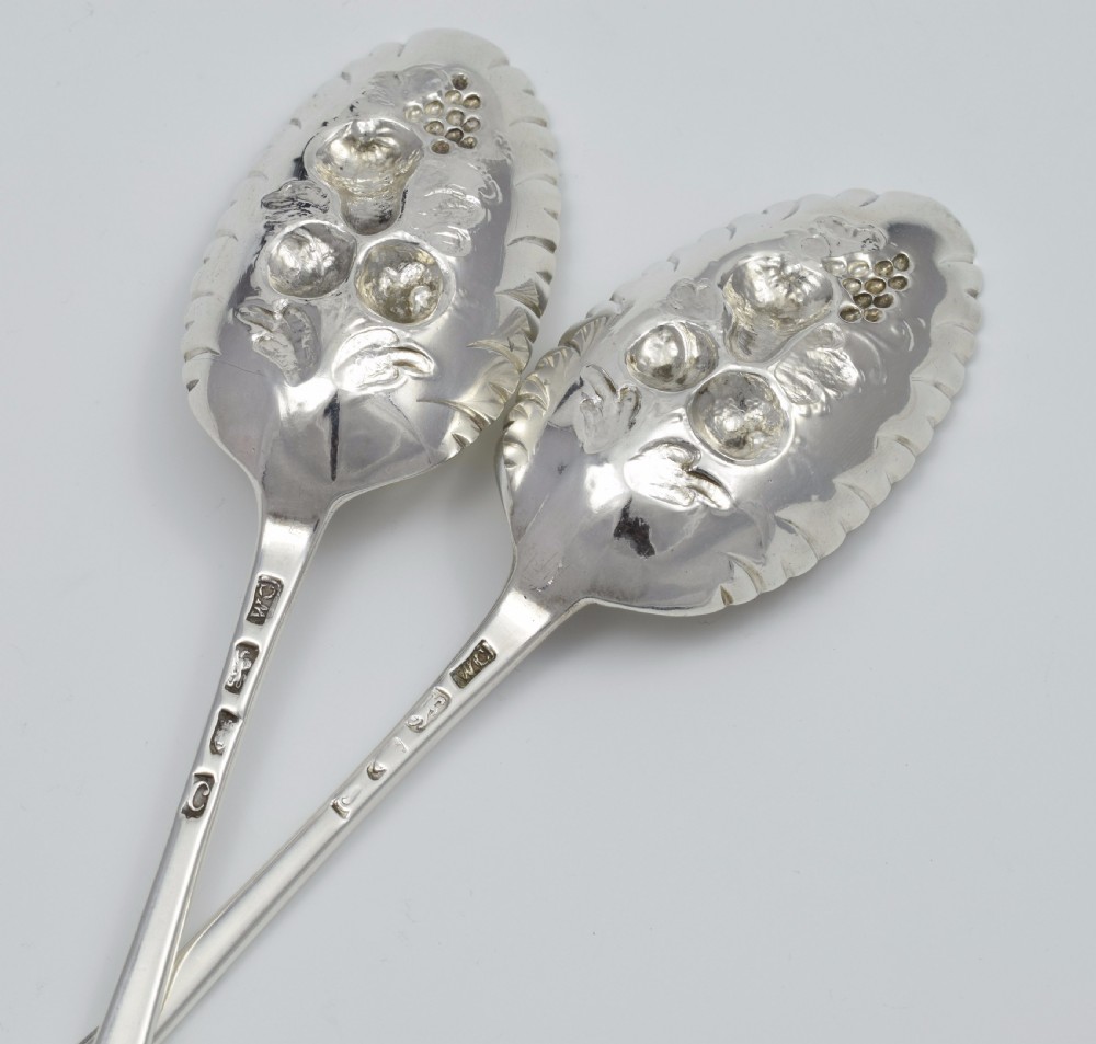 George III Pair Silver Gilt Berry Spoons 1778 London William Cattell View VI