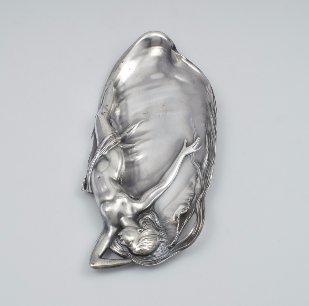 Art Nouveau Pewter Card Tray Reclining Nude WMF c.1905 View VI