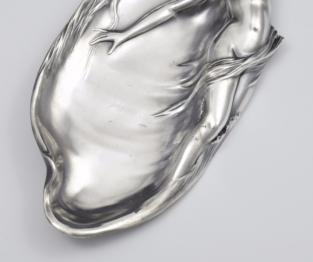 Art Nouveau Pewter Card Tray Reclining Nude WMF c.1905 View VIII