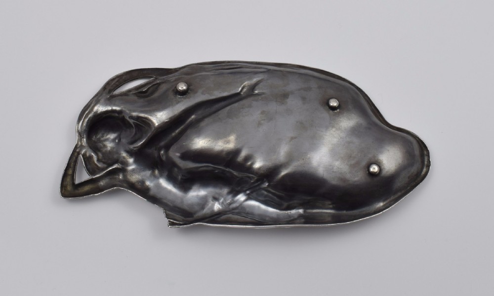Art Nouveau Pewter Card Tray Reclining Nude WMF c.1905 View X