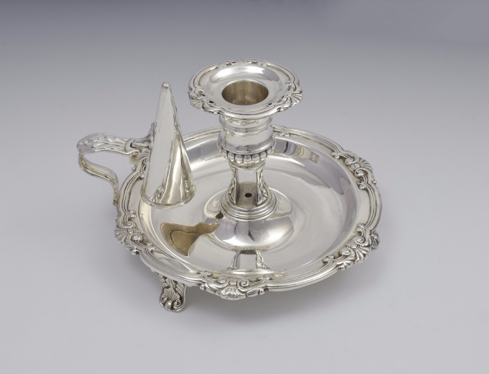 Large George III Silver Chamberstick & Snuffer Sheffield 1812