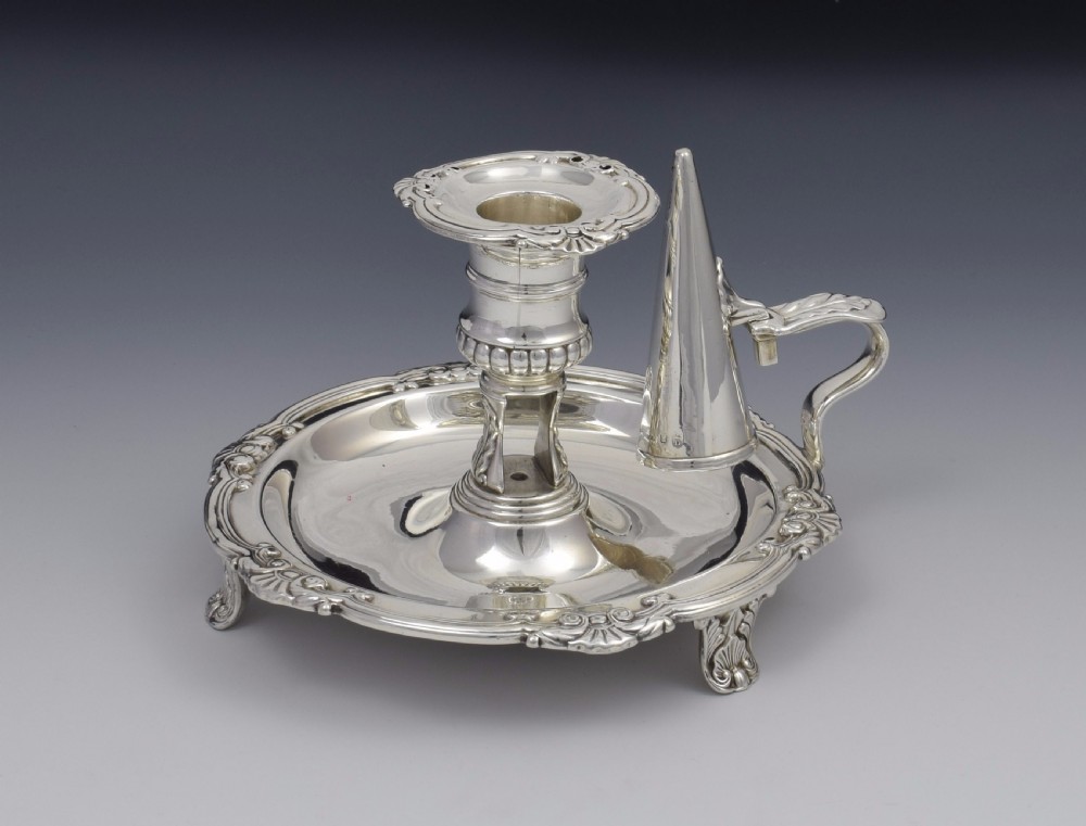 Large George III Silver Chamberstick & Snuffer Sheffield 1812 View IV