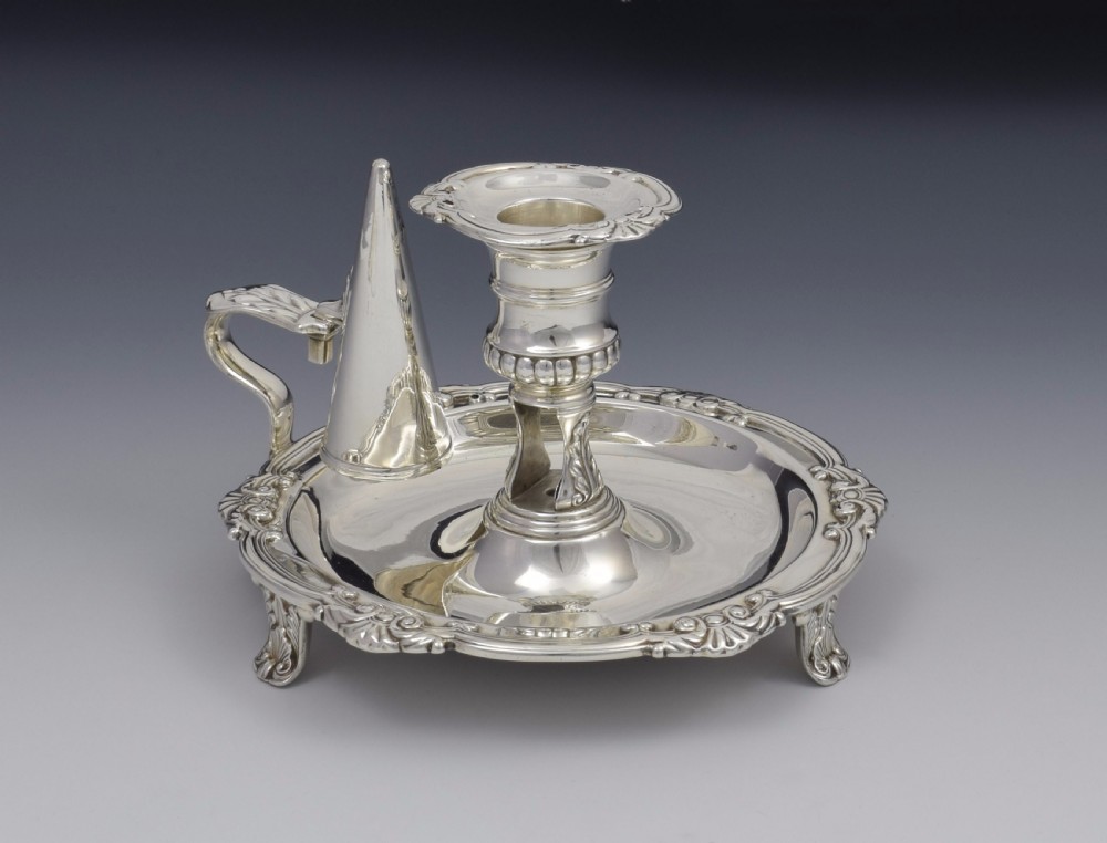 Large George III Silver Chamberstick & Snuffer Sheffield 1812 View VI