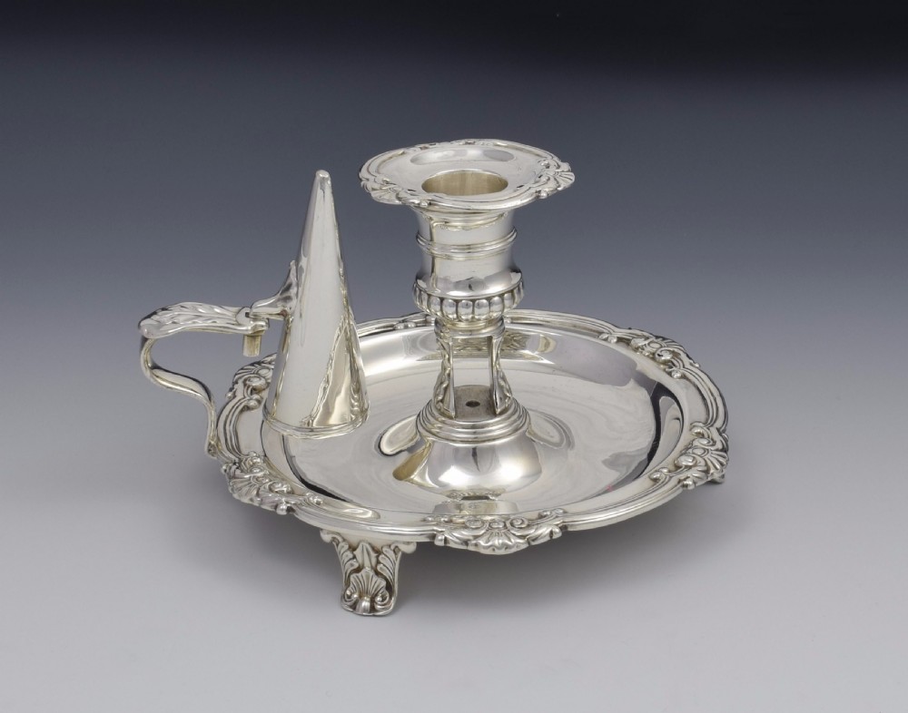 Large George III Silver Chamberstick & Snuffer Sheffield 1812 View VII