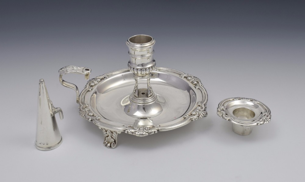 Large George III Silver Chamberstick & Snuffer Sheffield 1812 View X